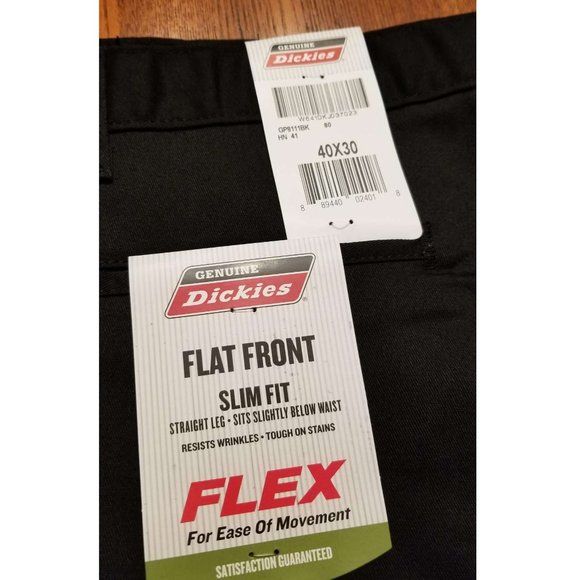 NWT 3-Pack Dickies Flat Front Flex Pant Slim 40x30 - Picture 2 of 4